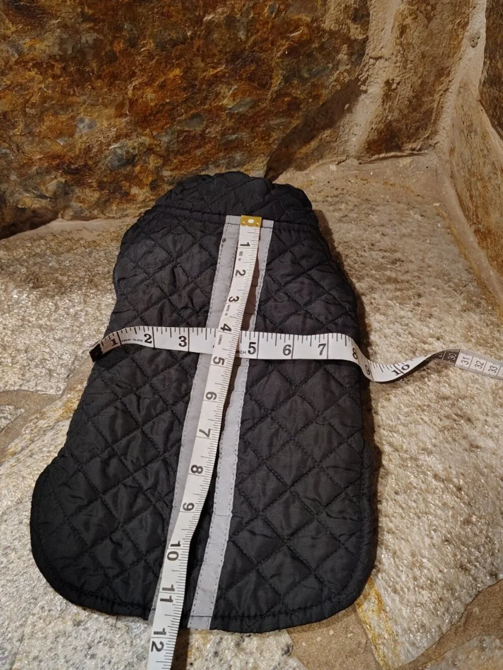 Quilted Dog Jacket Coat Size Medium Black Reflective Stripes Pet Winter